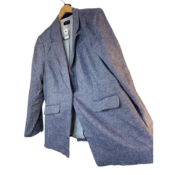 Lane Bryant Womens Blue Linen Blend Blazer Size 24W Plus Cuffable NWT 8697 - Picture 4 of 12